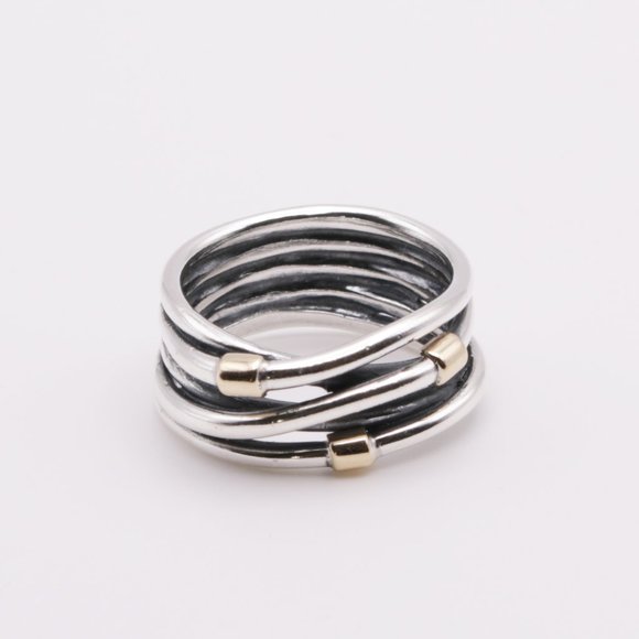 Pandora Jewelry - AUTHENTIC PANDORA Silver Rope Ring with Gold